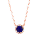 0.04ct Diamond & 0.33ct Lapis 14k Rose Gold Necklace